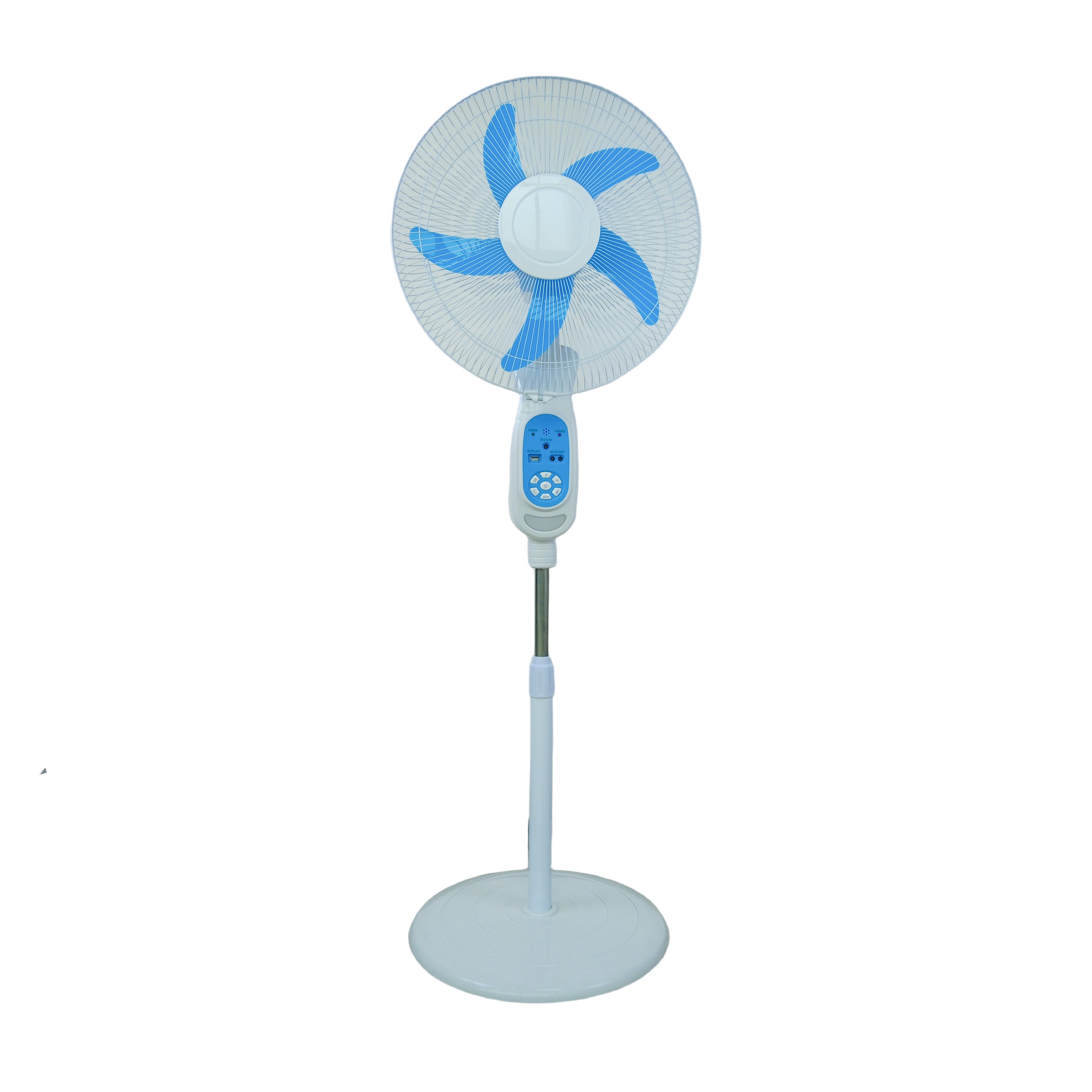 AC/DC Solar Stand Fan Rechargeable 16inch With LED Light Bulbs Battery Solar Panel Remote Control 9 Speeds Timer DB16X for Home