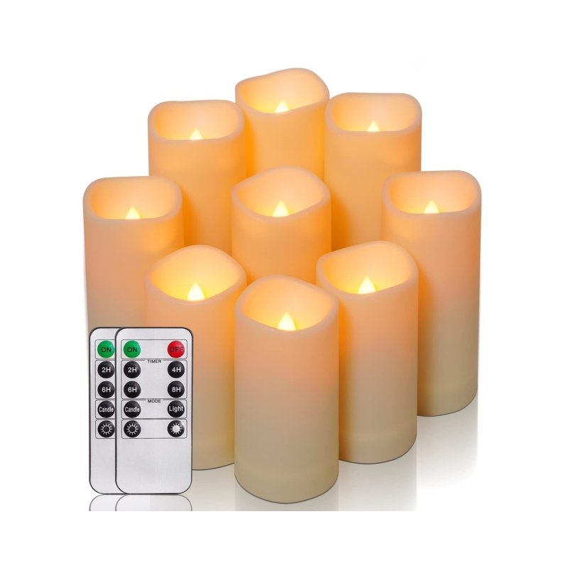 Pure White Wax Clear Glass Flameless Candles Battery Operated LED Pillar Candles with Timer Remote Control