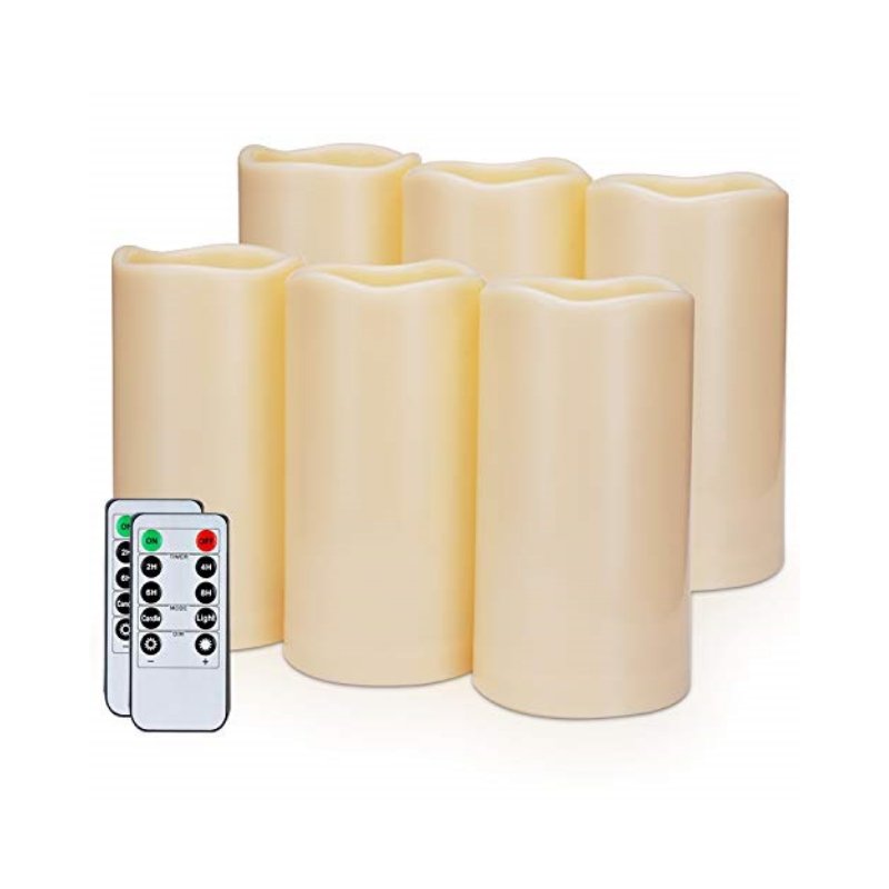 Pure White Wax Clear Glass Flameless Candles Battery Operated LED Pillar Candles with Timer Remote Control