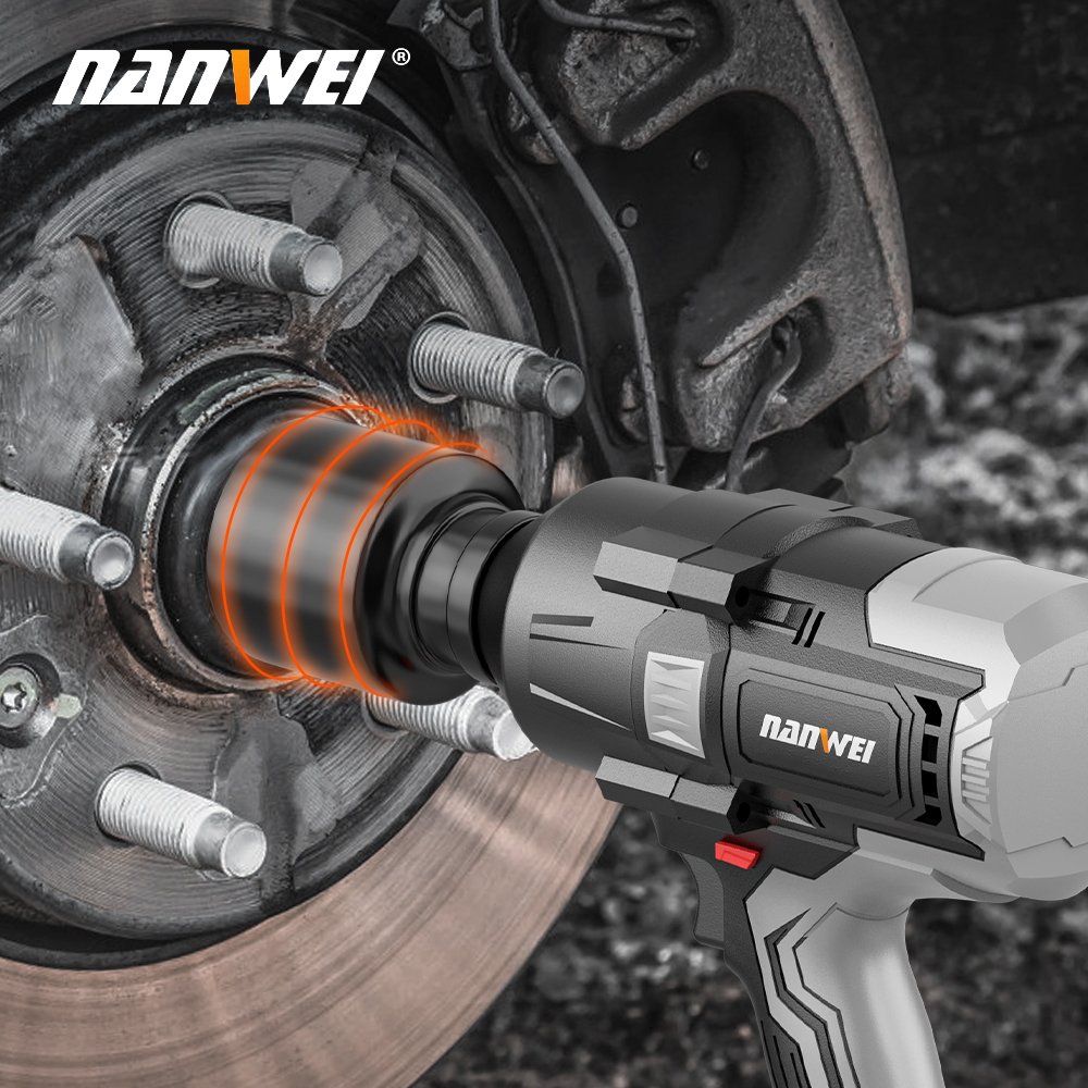 NANWEI 21V 1500Nm Electric Wrench 1/2 Lithium Battery Power Impact Wrench High Torque Auto Repair Power Wrenches Tools