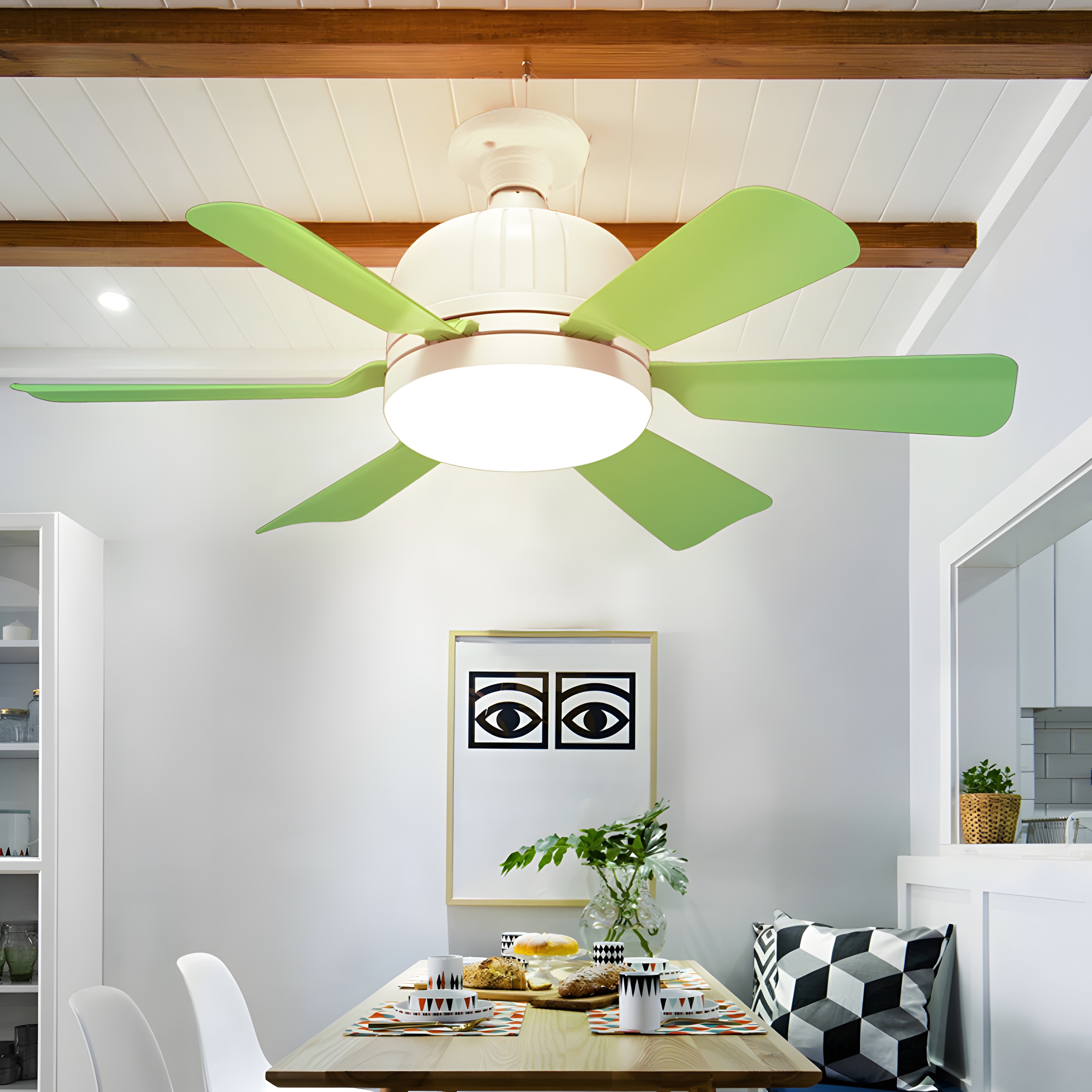 With Remote Control E27 LED Fan Lamp E27 Base Wireless Ceiling Fan Light Intelligent Silent Electric Fan Ceiling Lamp Office