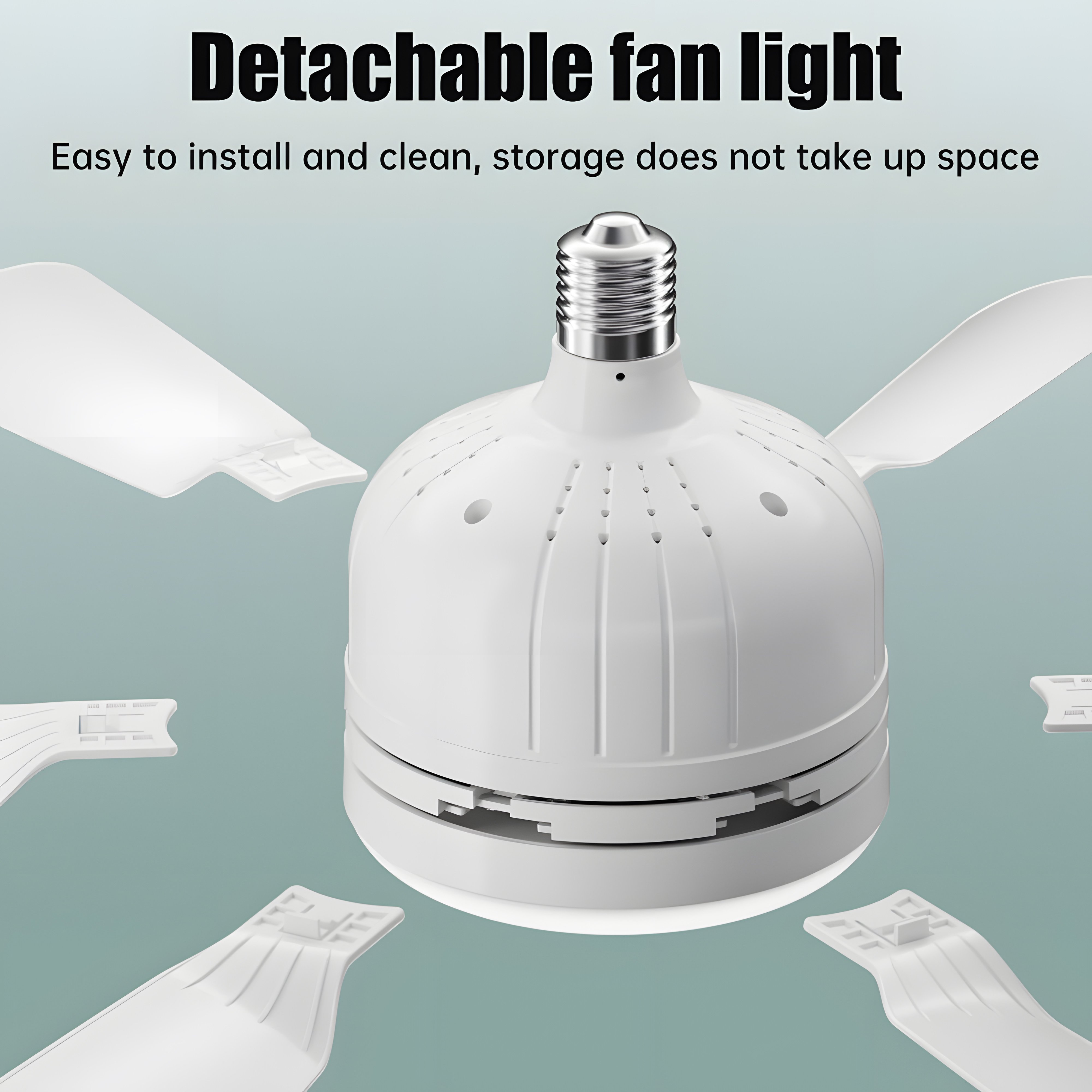With Remote Control E27 LED Fan Lamp E27 Base Wireless Ceiling Fan Light Intelligent Silent Electric Fan Ceiling Lamp Office
