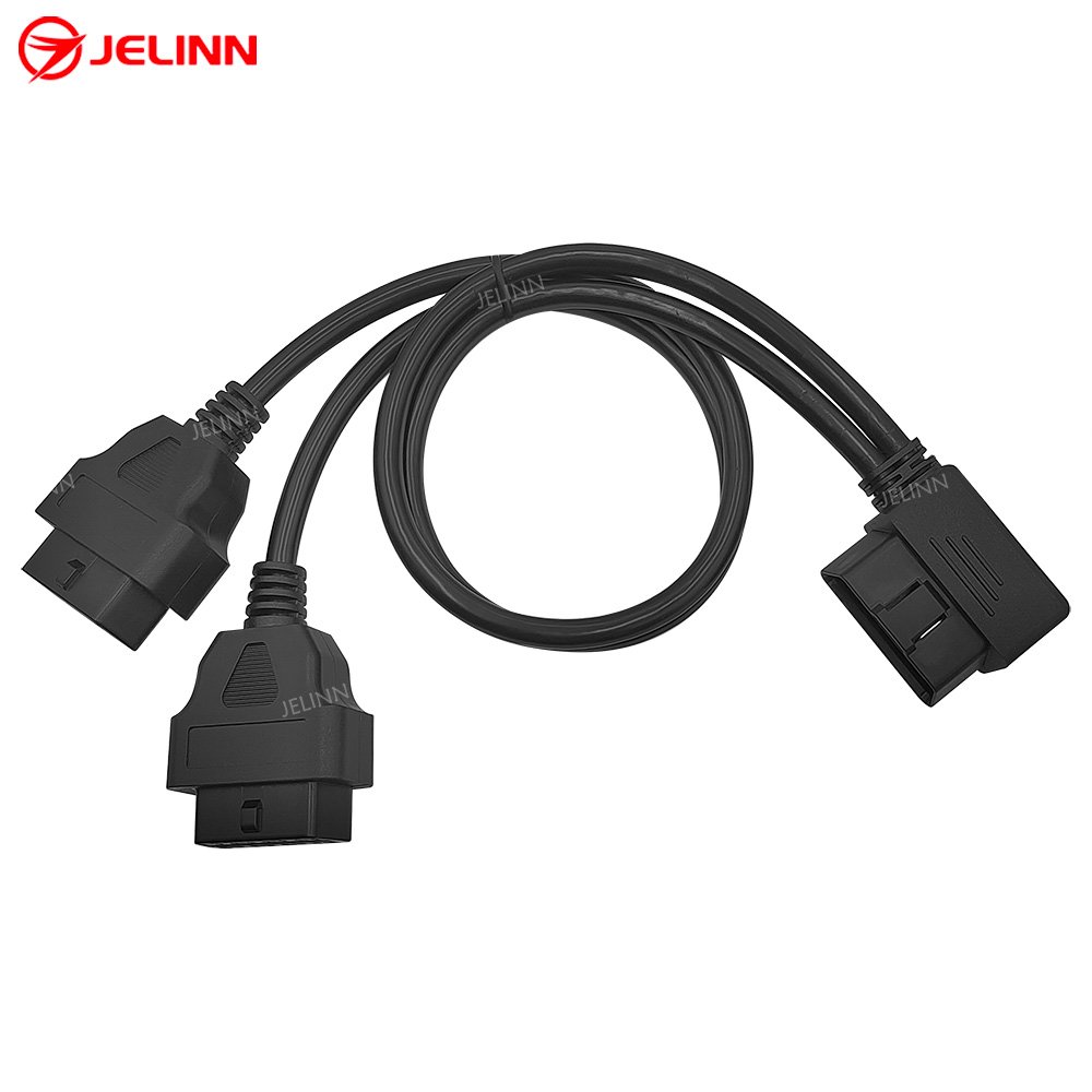 OBD-II Y Splitter Cable OBD 2 OBD2 16 Pin Right Angle Male to Dual Female Split Y Cable