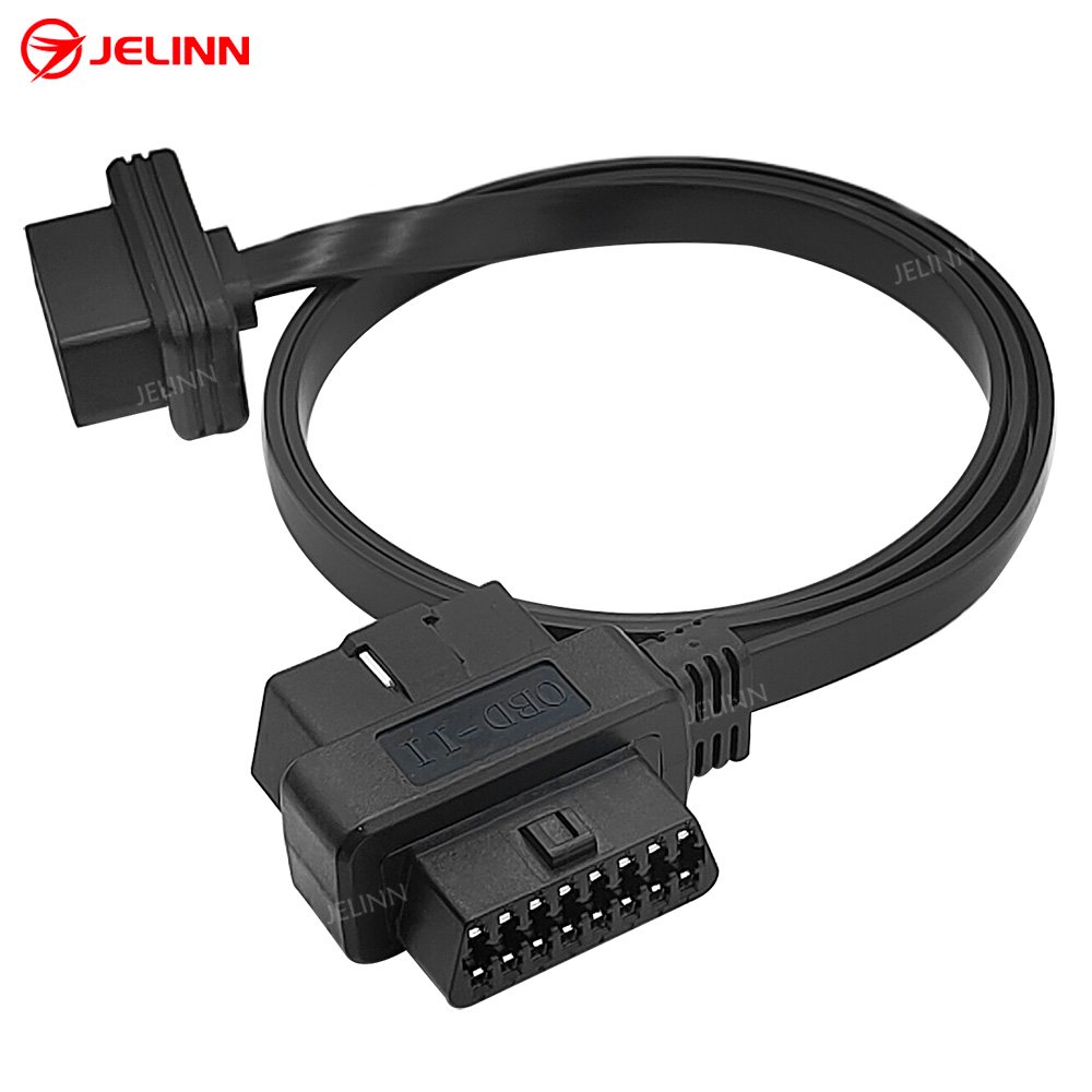 OBD II OBD2 16 Pin Pass Through to Flat OBD 2 16Pin Connector Low Profile Ribbon Cable