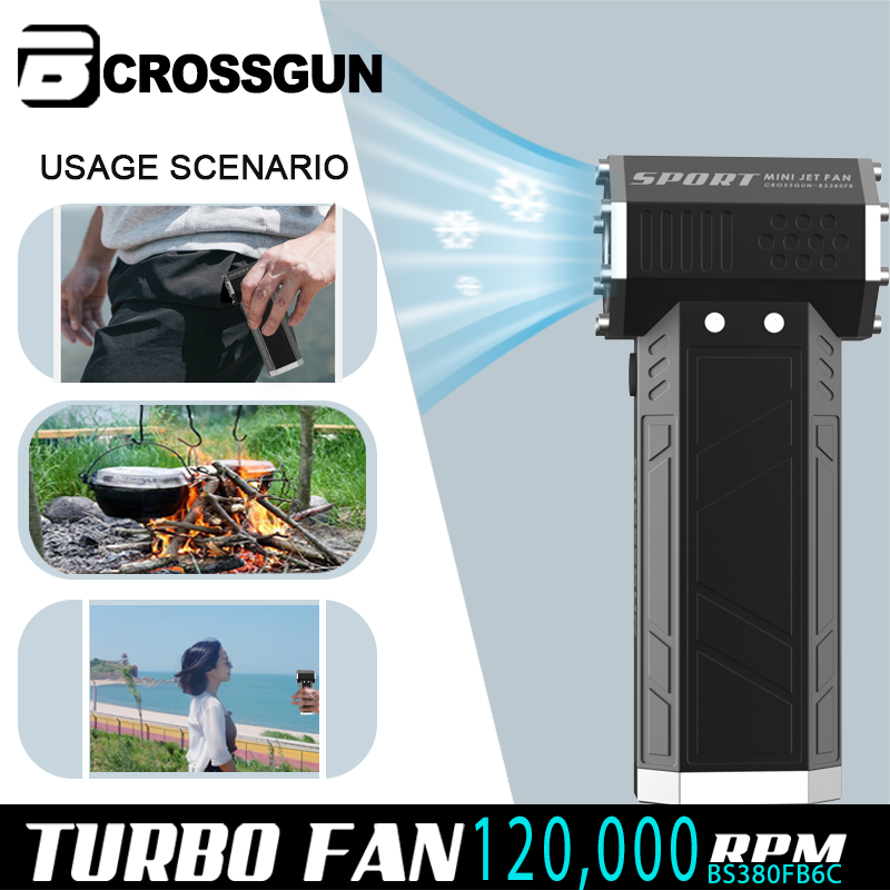 Crossgun USB Charging Battery Turbine Electric JetFan Portable Mini Turbo Fan Vertical Small Wind Turbine for Car