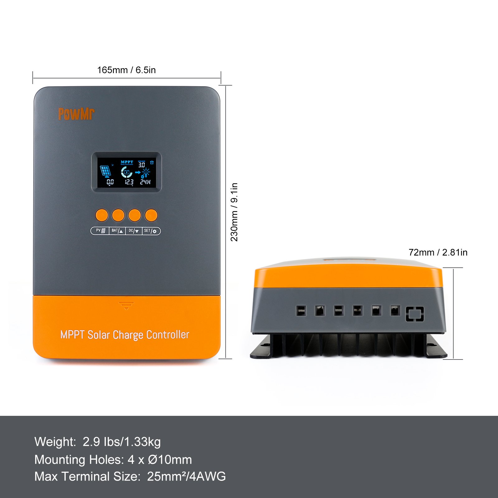 PowMr 60A Solar Panel Regulator 12V/24V/36V/48V Max PV Input 150V MPPT Solar Charge Controller for Solar System