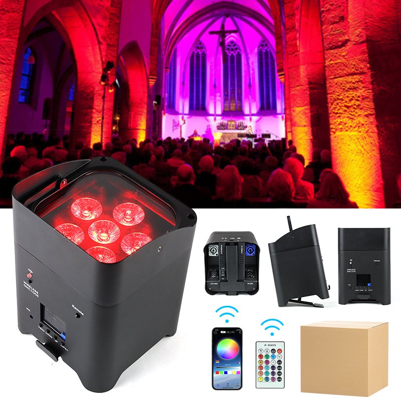 6*18W RGBWA+UV Battery Uplight LED Par Light DJ Chargeable Party 6in1 Wifi Mobile Phone Control DMX Event Stage Lighting