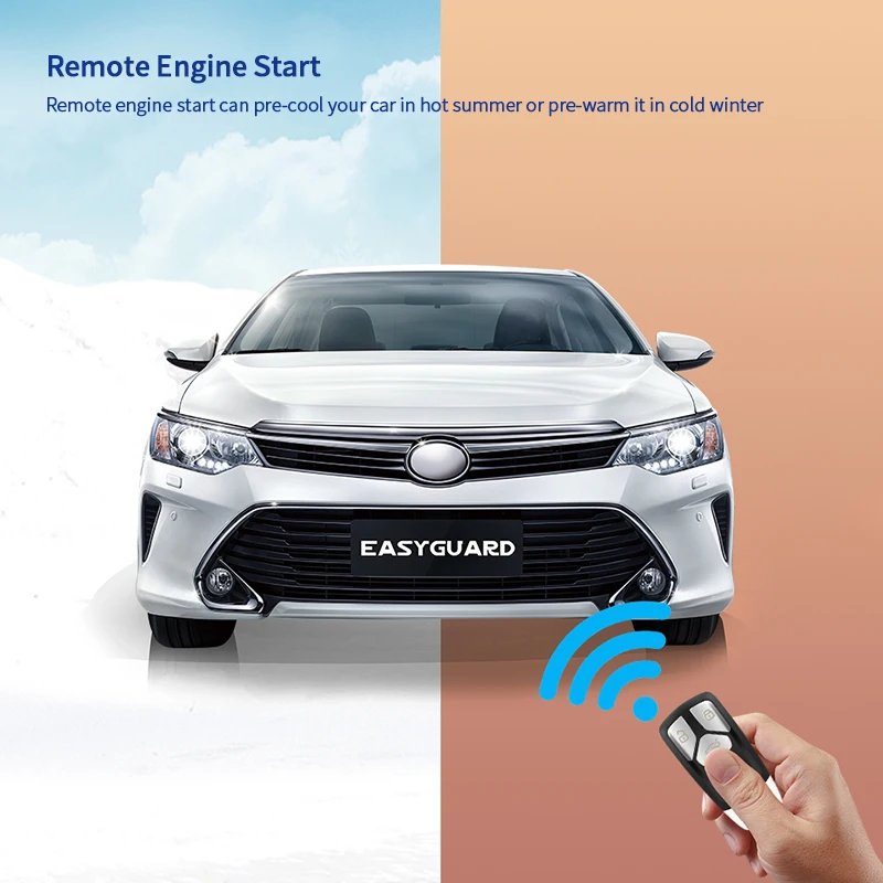EASYGUARD PKE Keyless Entry Car Alarm Auto Start Push Start Button NFC Smartphone App Lock Unlock audi Style Keys