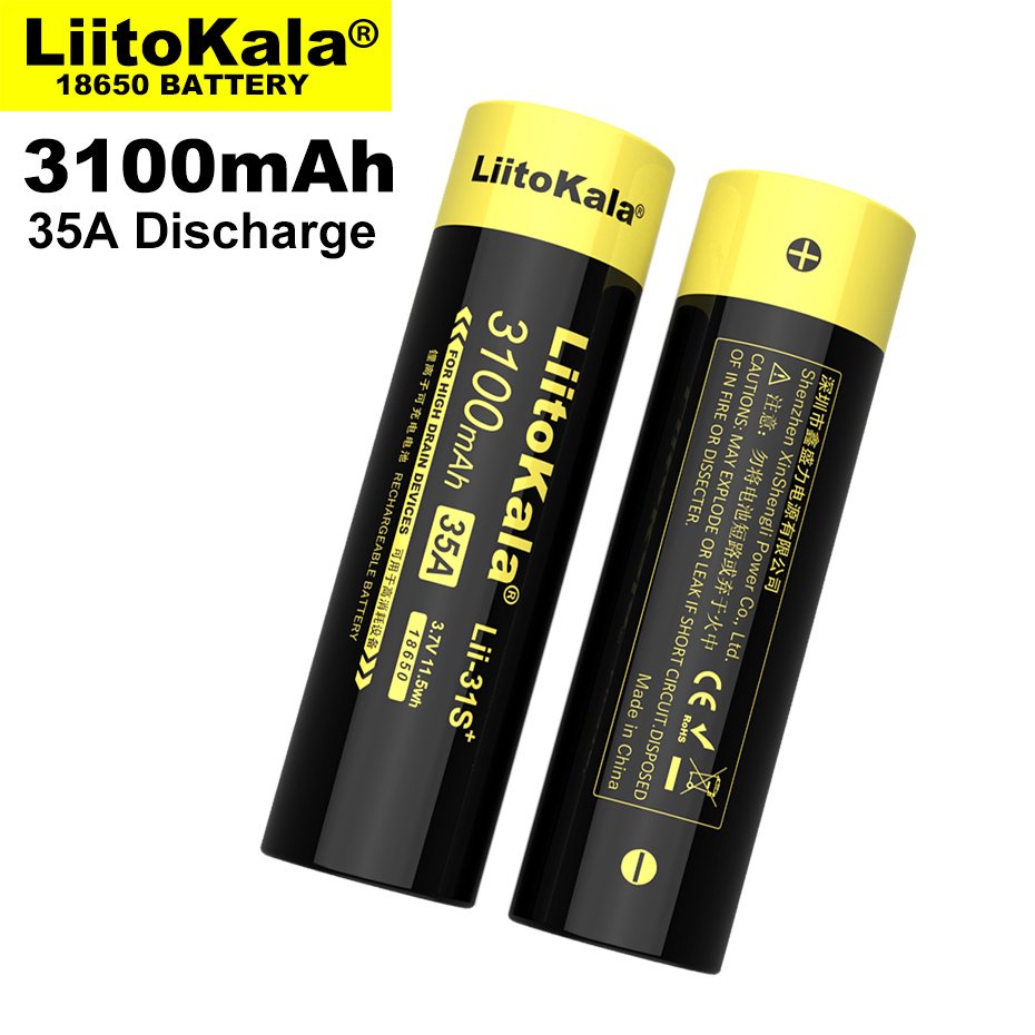 Liitokala Lii-31S 18650 3100mah 25A 35A 11.5Wh 3.7v Rechargeable Li-ion Battery for Led Flashlight