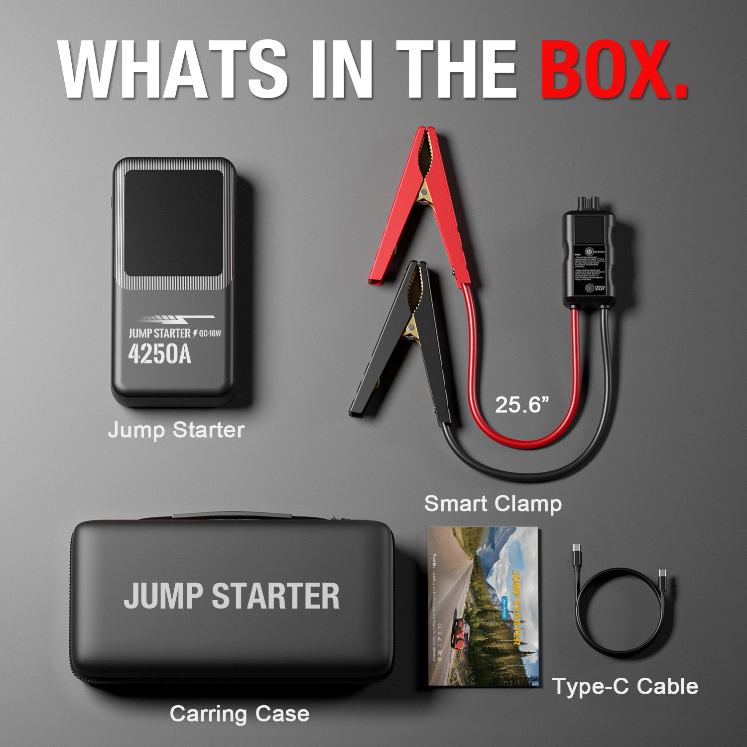 Portable 12V 4250A AUTO Jump Starter LED Light 20000mAh Power Bank Battery Booster Emergency Start for Car Truck SUV Motorcycle
