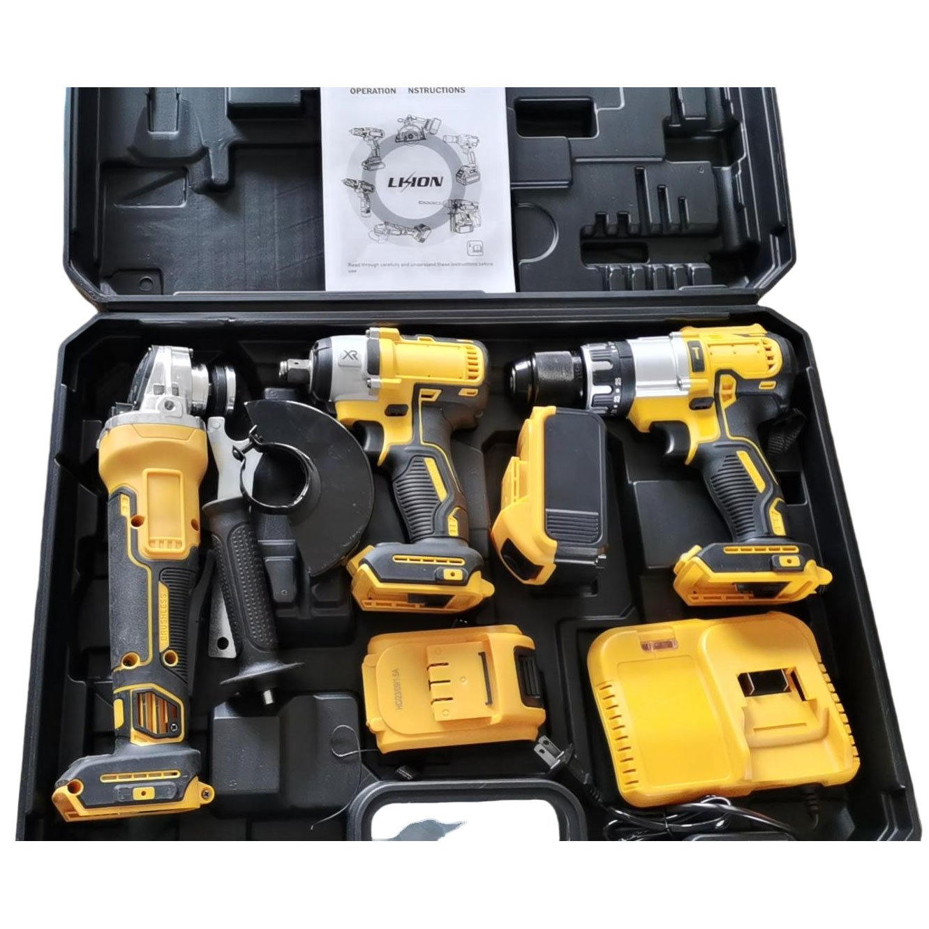 Factory 3pcs Power Set Portable Impact Driver Combo Kit Cordless Lithium Battery Electric Tool Hand Drill Angle Grinder Wrench