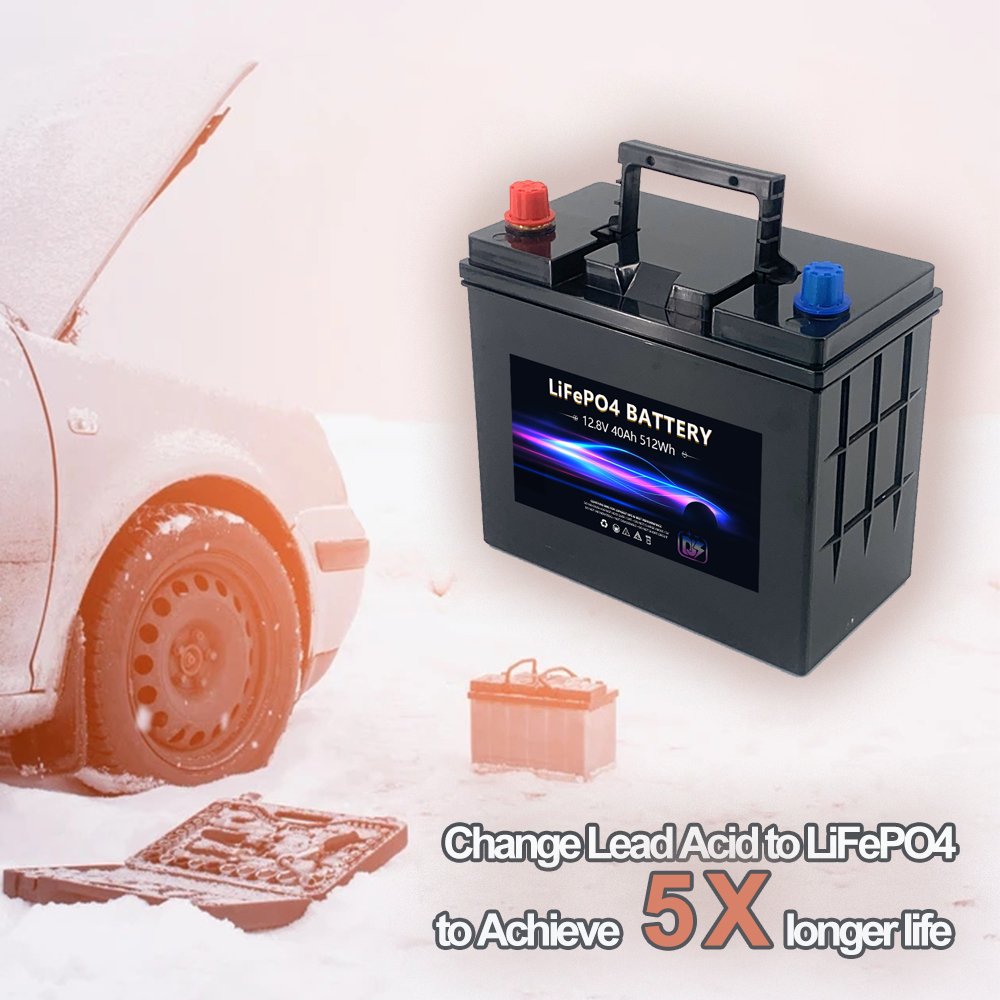 12V 40ah Customized Car LiFePO4 Battery 12.8V Lithium Ion Phosphate Starting Battery for Automotive Boat Engine Starter Cranking
