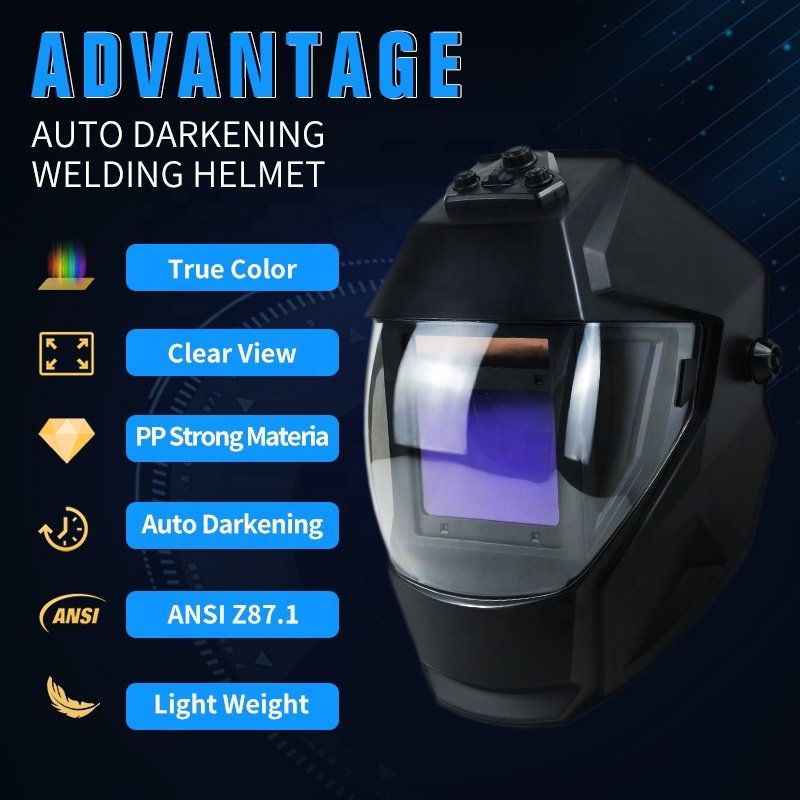 TRQ Factory New Customizable Style Color Panoramic Large Window HD Visiont Auto Darkening Welding Helmet