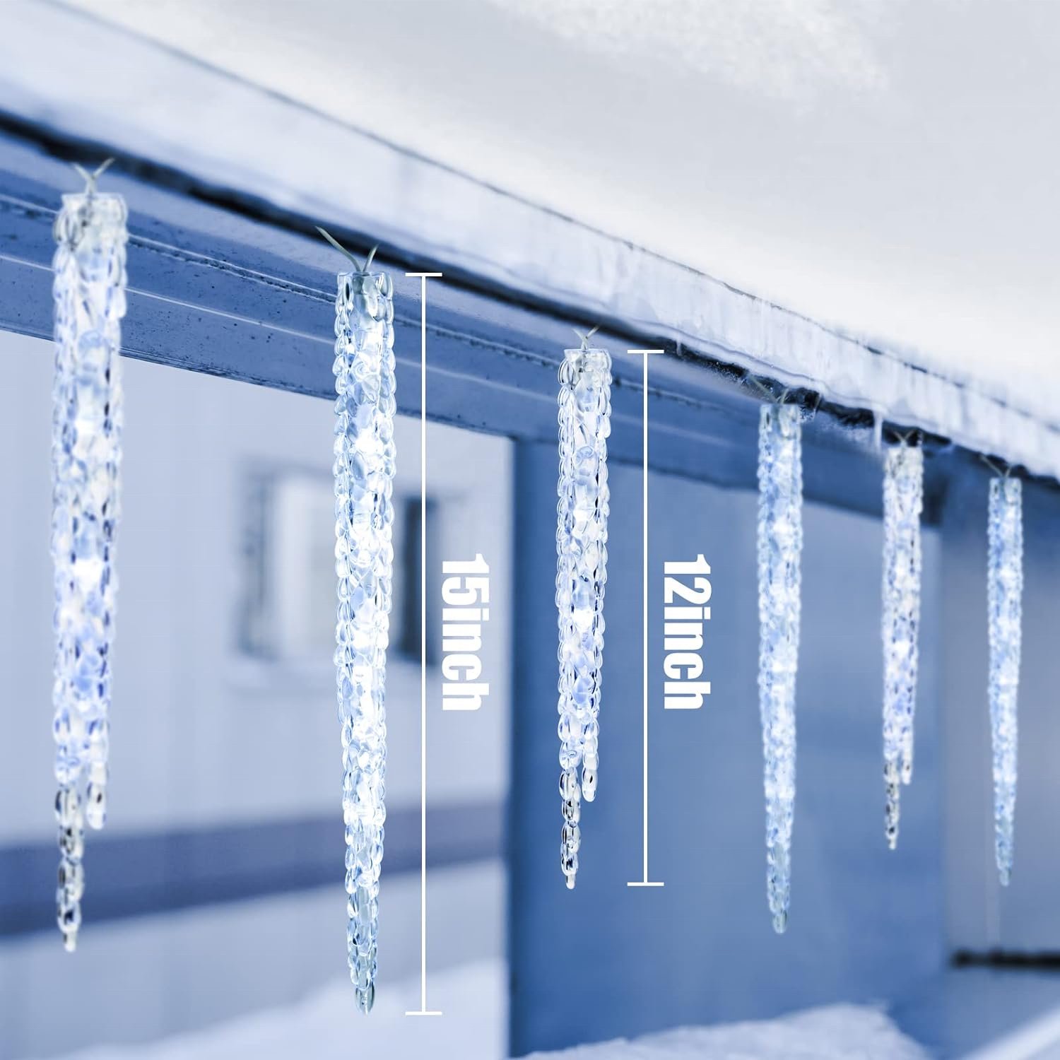 Christmas Holiday Battery/Solar Powered Crystal Led with Cool White Icicle Lamp for Christmas Decoration Icicle String Lights