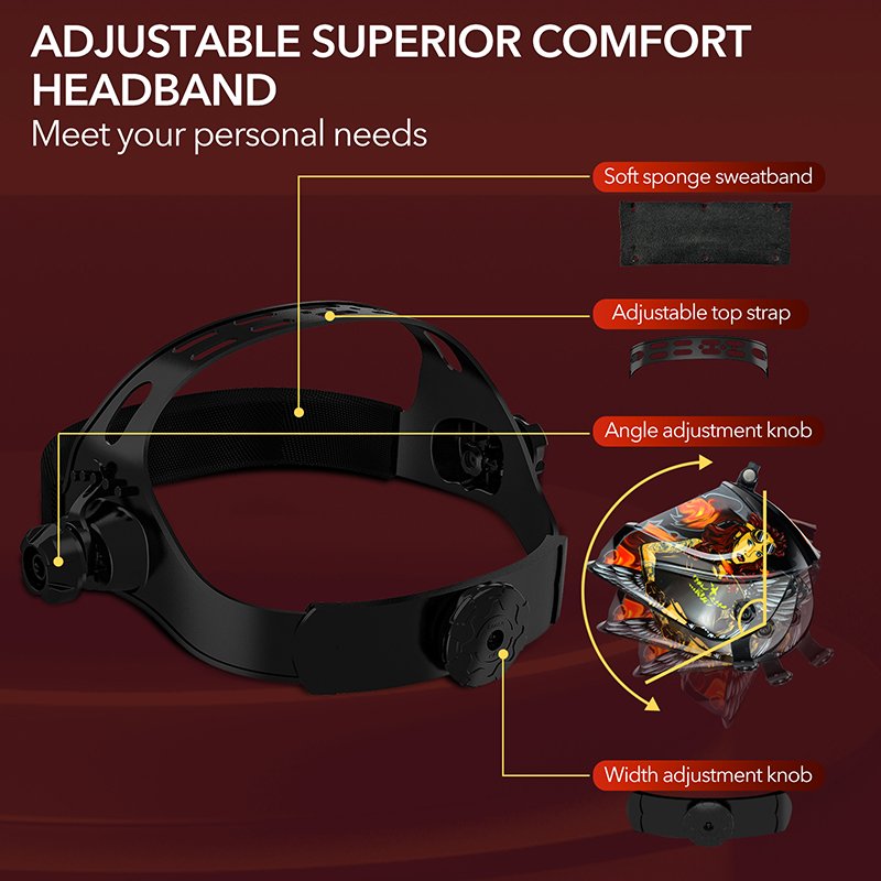 TRQ Wide Vision 100*80mm True Color Solar Auto Darkening Welding Helmet,4 Arc Sensors for TIG MIG Arc Welding Welder Mask