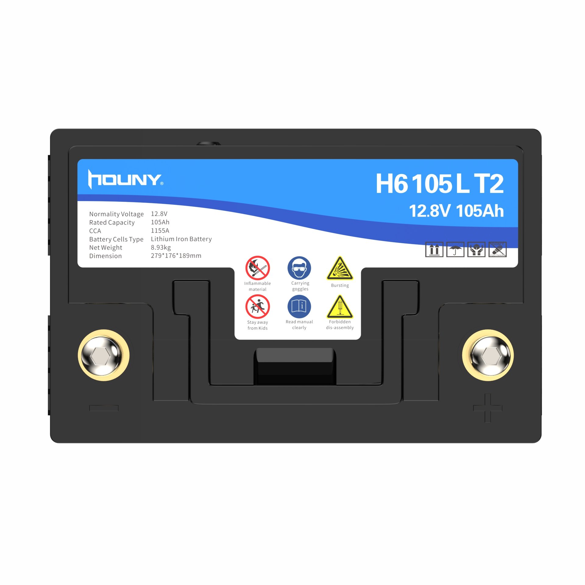 Houny Start Stop Starter Battery for Automobile Lithium Lifepo4 12.8v 105ah CCA1150A Good Price Sale