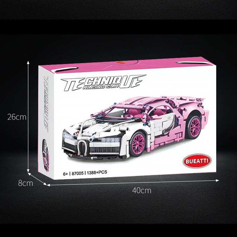 87005 New Product 1:14 pink White Alternating Bugatti Block Sports Car Toy Technology Building Block 1388PCS