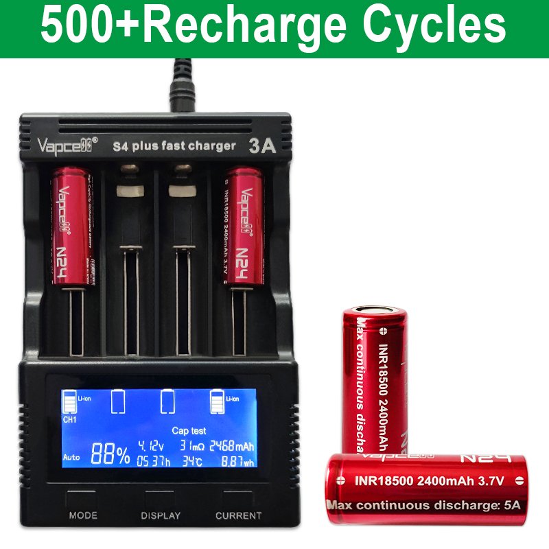 Vapcell 3.7V 18500 2400mah 5a N24 Li-ion Battery Rechargeable Withplastic case lion Battery