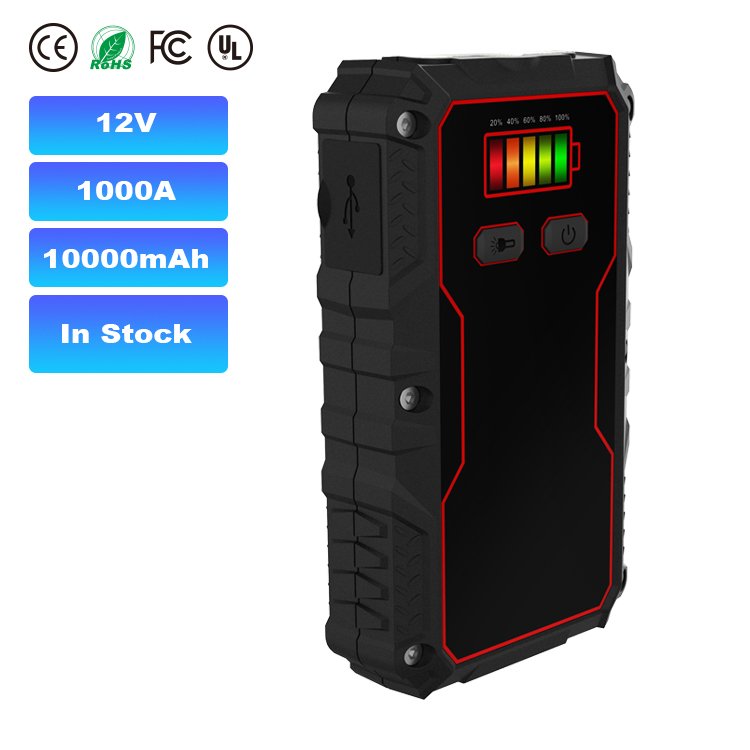 1000A Lithium Portable Jump Starter 10000mAh Power Bank Car Battery Booster For Small Cars