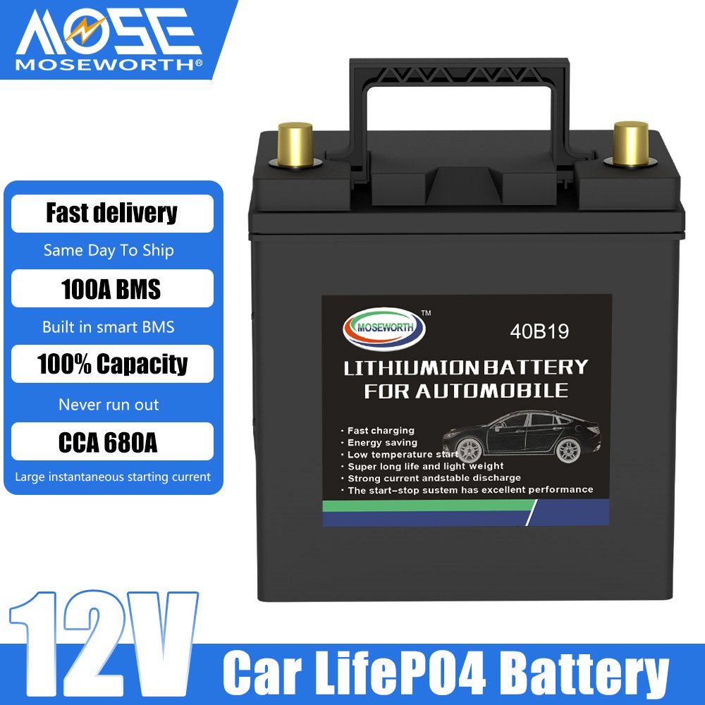 Hot Selling 40B19 CCA500 12V 25Ah Lithium-Iron Car Starting Battery New Condition Maintenance Free with Lifepo4