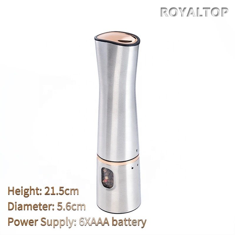 2024 Home and Kitchen Auto Mill Modern Salt Shaker Ceramic Core Electric Salt Pepper Grinder With Rose Gold Button