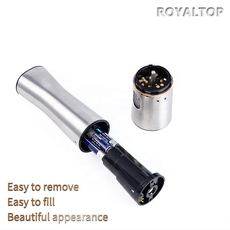 2024 Home and Kitchen Auto Mill Modern Salt Shaker Ceramic Core Electric Salt Pepper Grinder With Rose Gold Button
