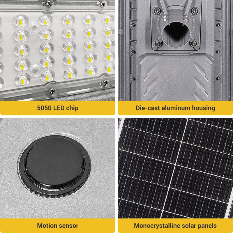 Aluminum Project Quality Solar Street Light Waterproof LED Solar Street Lighting With Larger Capacity Battery Solar Lamp