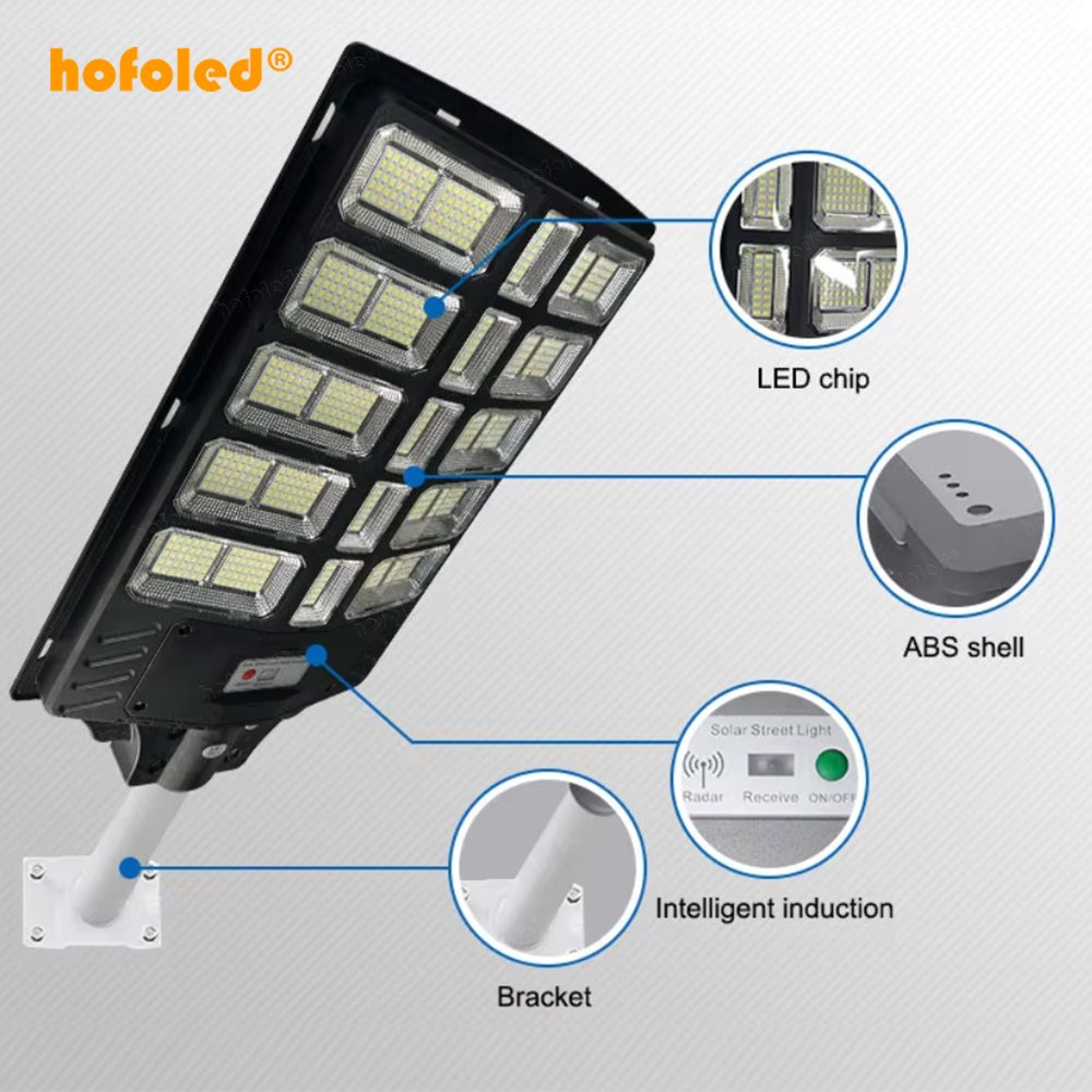 Hofoled All in One Integrated Remote Control Waterproof Dusk to Dark Photocell 1000W/2000W/3000W ABS Solar Parking Lot Lights