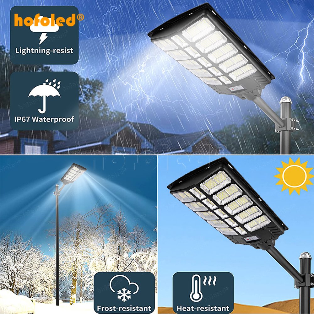 Hofoled All in One Integrated Remote Control Waterproof Dusk to Dark Photocell 1000W/2000W/3000W ABS Solar Parking Lot Lights