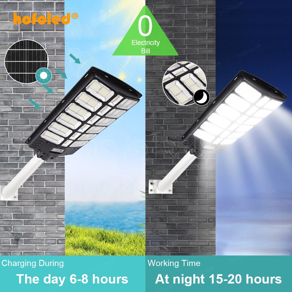 Hofoled All in One Integrated Remote Control Waterproof Dusk to Dark Photocell 1000W/2000W/3000W ABS Solar Parking Lot Lights