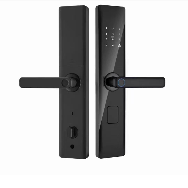 Hot Sales HiFocus Semi-auto Fingerprint Password Tuya App Handle Smart Door Lock with Mortise