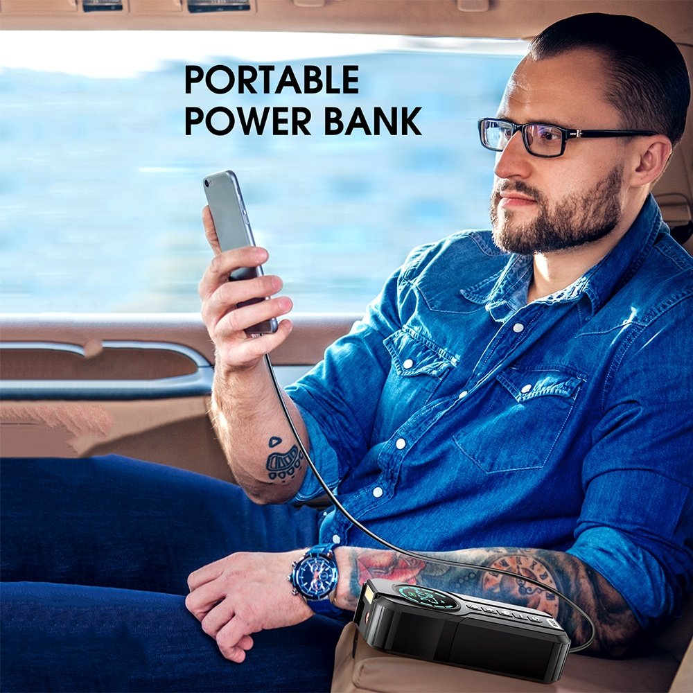 Cost-effective Car Battery Jump Starter Tire Inflator Power Bank Portable Air Compressor with EVA Bag Motorcycles Black USB-C