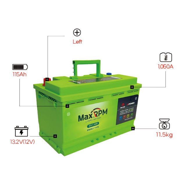 Korean Maxline Long Life Span Lithium Iron Phosphapate (LiFePO4) 12V Car Battery 115Ah Capacity 1,050CCA Performance MX E 80D
