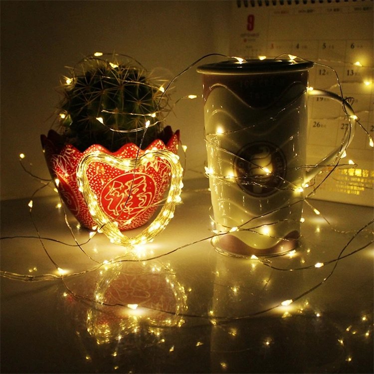 2M 5M 10M Led String Battery Operated Sliver Wire Fairy Garland Light Christmas Outdoor Lights Chain Wedding Decor