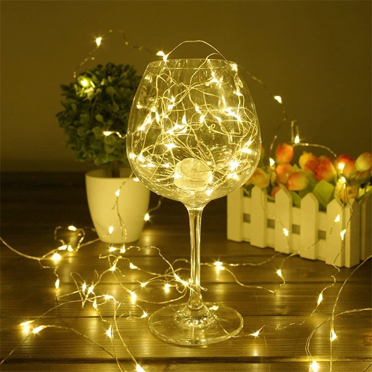 2M 5M 10M Led String Battery Operated Sliver Wire Fairy Garland Light Christmas Outdoor Lights Chain Wedding Decor