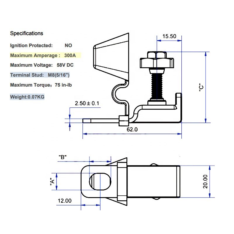 200A 58V DC Max MRBF Terminal Fuse Block for Auto Marine Car Boat