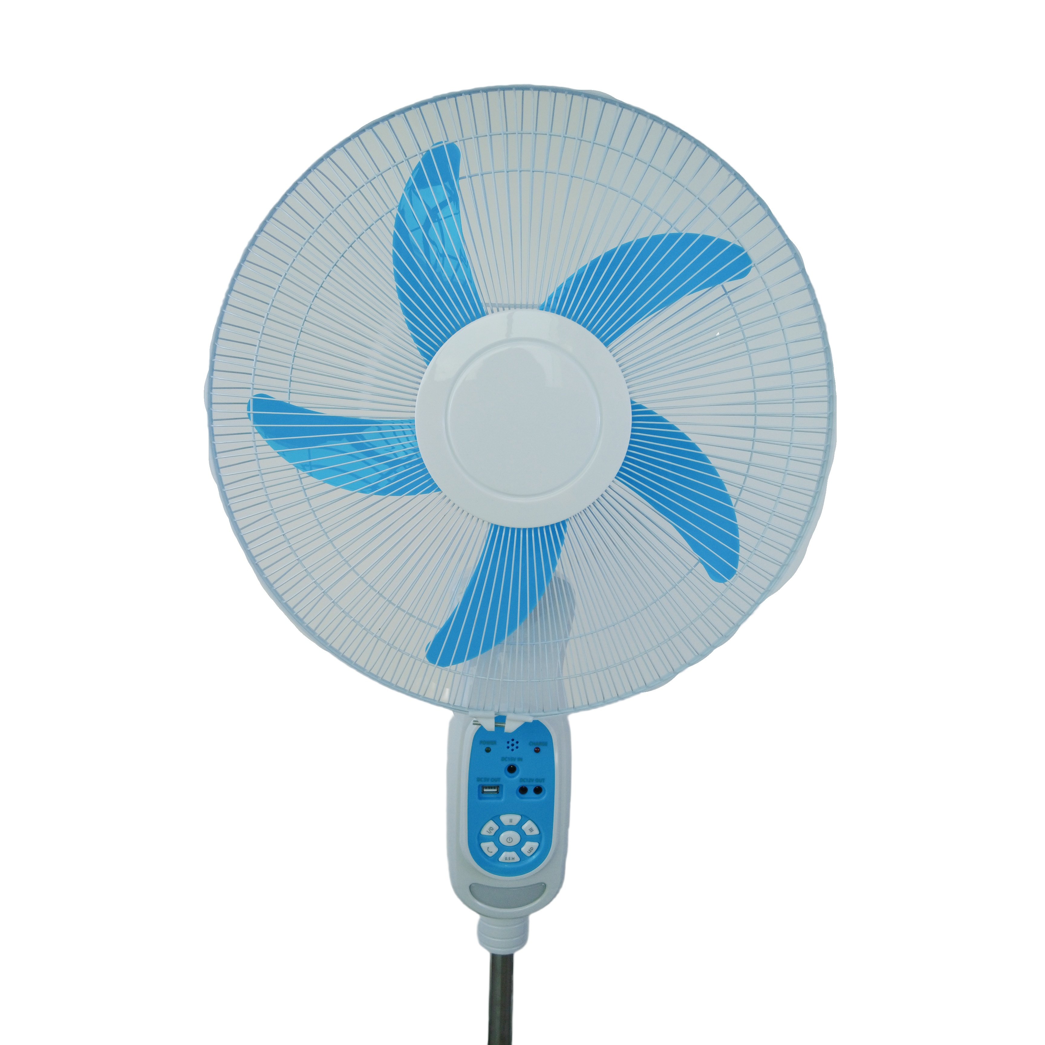 AC/DC Solar Stand Fan Rechargeable 16inch With LED Light Bulbs Battery Solar Panel Remote Control 3 Speeds Timer DB16 for Home