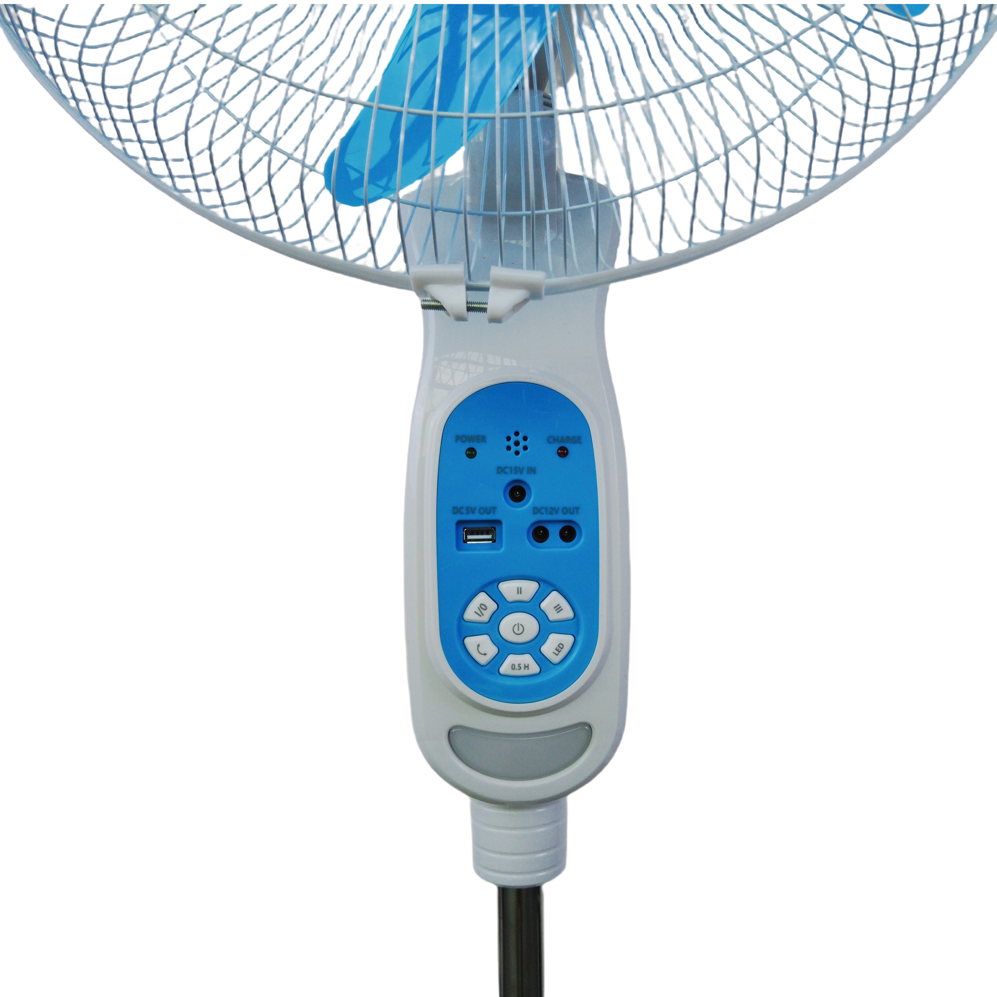 AC/DC Solar Stand Fan Rechargeable 16inch With LED Light Bulbs Battery Solar Panel Remote Control 3 Speeds Timer DB16 for Home