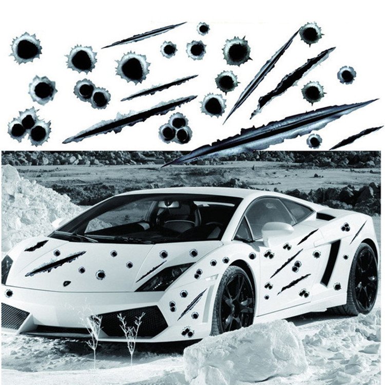 Simulation Car Sticker Bullet Hole Crack Car Sticker Bullet Hole Set Funny Creative Car Supplies