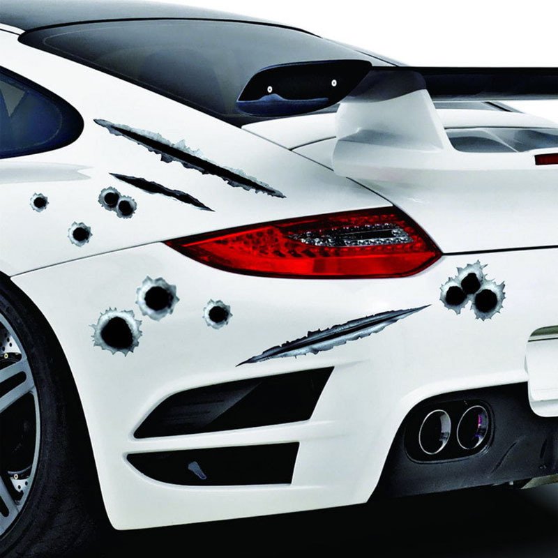 Simulation Car Sticker Bullet Hole Crack Car Sticker Bullet Hole Set Funny Creative Car Supplies