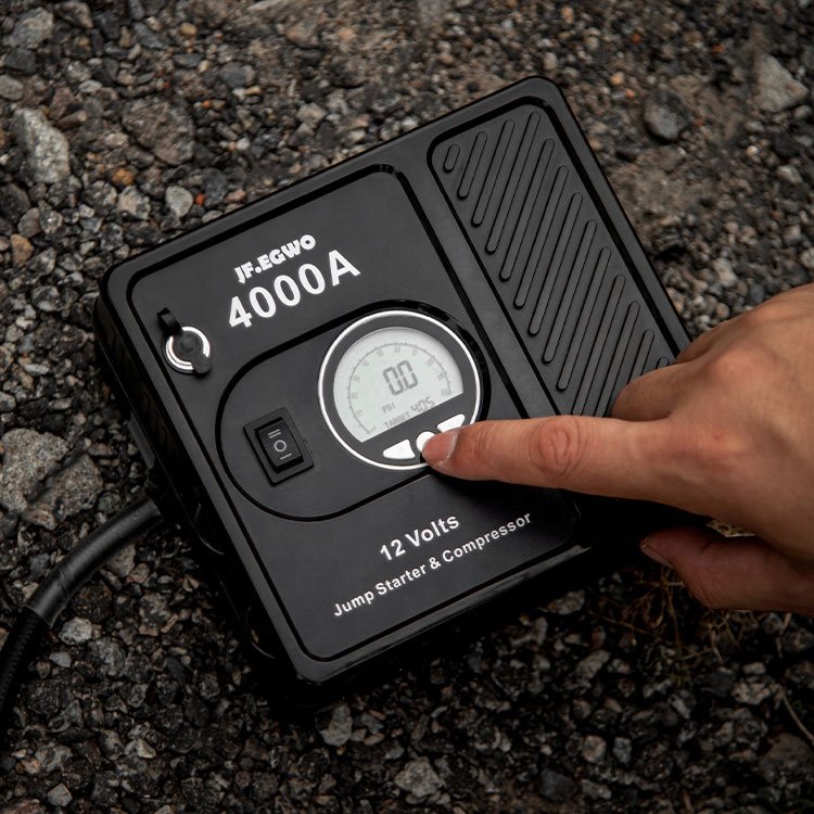 Portable 12V 28000mAh Auto Jump Starter with LED Light and Air Compressor for Truck and Motorcycle Emergency Use