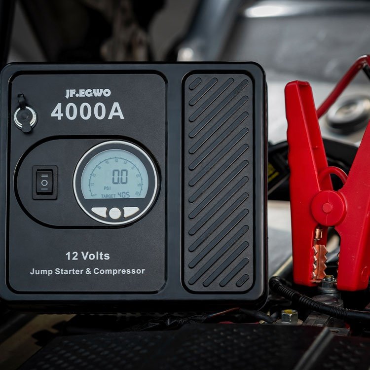 Portable 12V 28000mAh Auto Jump Starter with LED Light and Air Compressor for Truck and Motorcycle Emergency Use