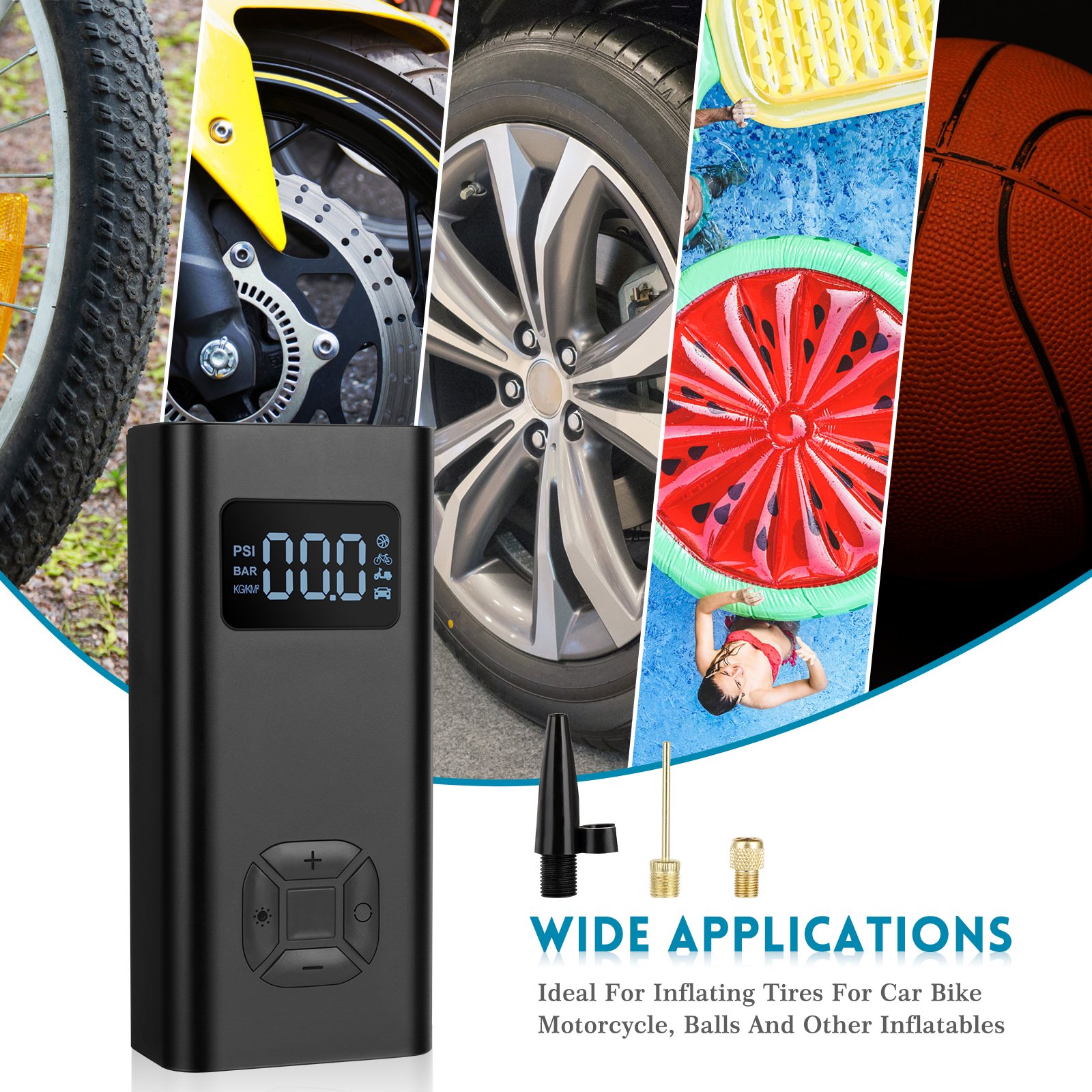 2023 Automatic Tire Inflator Portable Mini Cordless Air Pump Hand Car Air Compressor Wirh CE/RoHs for Football Car Bike Pump