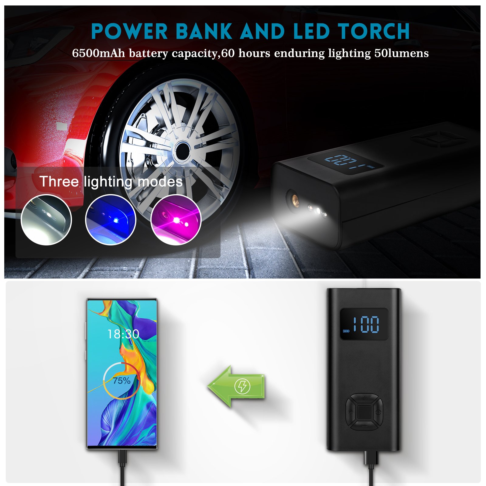 2023 Automatic Tire Inflator Portable Mini Cordless Air Pump Hand Car Air Compressor Wirh CE/RoHs for Football Car Bike Pump