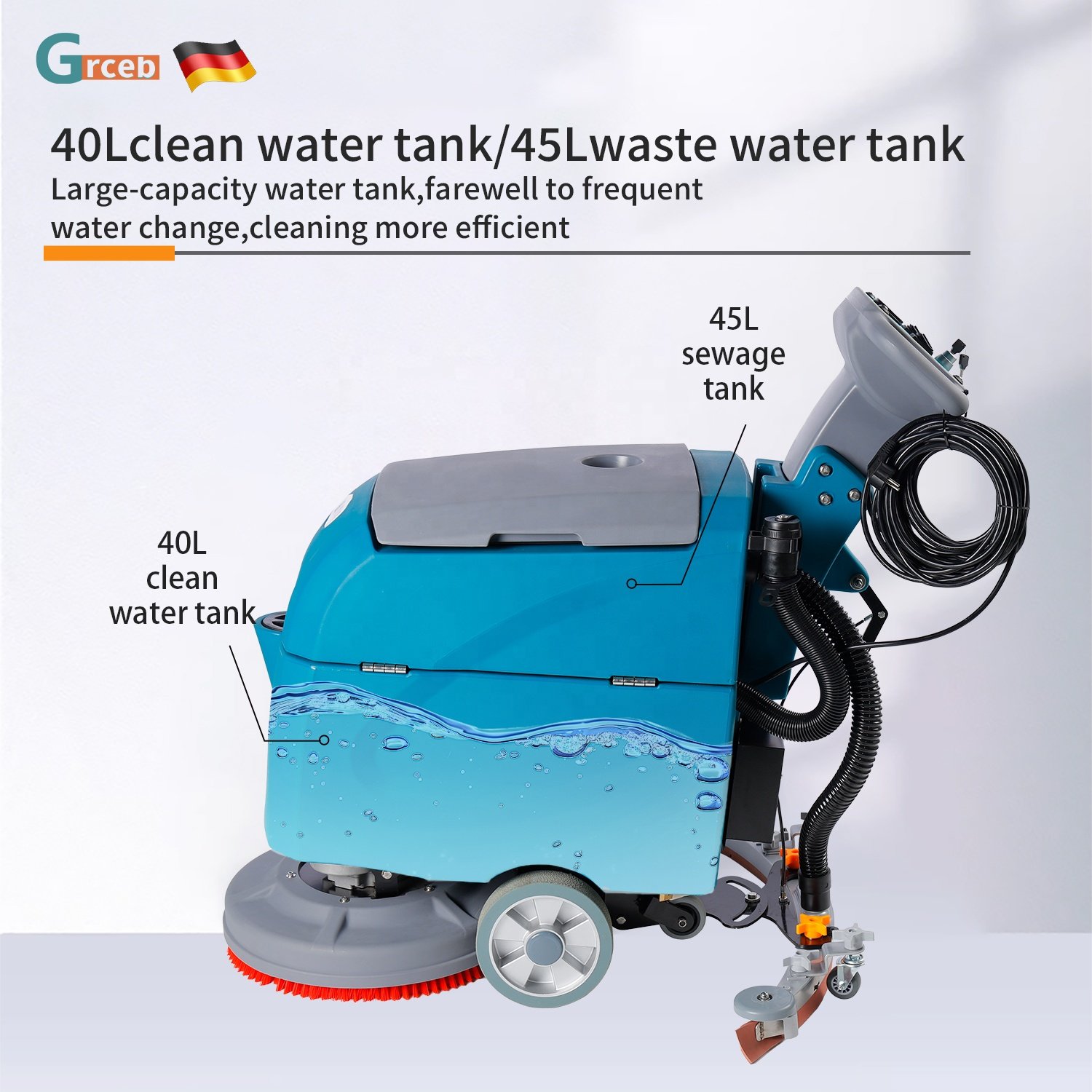 GS460 Battery Powered Auto Scrubber Electric Floor Washing Machine with Brush and Motor New Condition Plastic Material