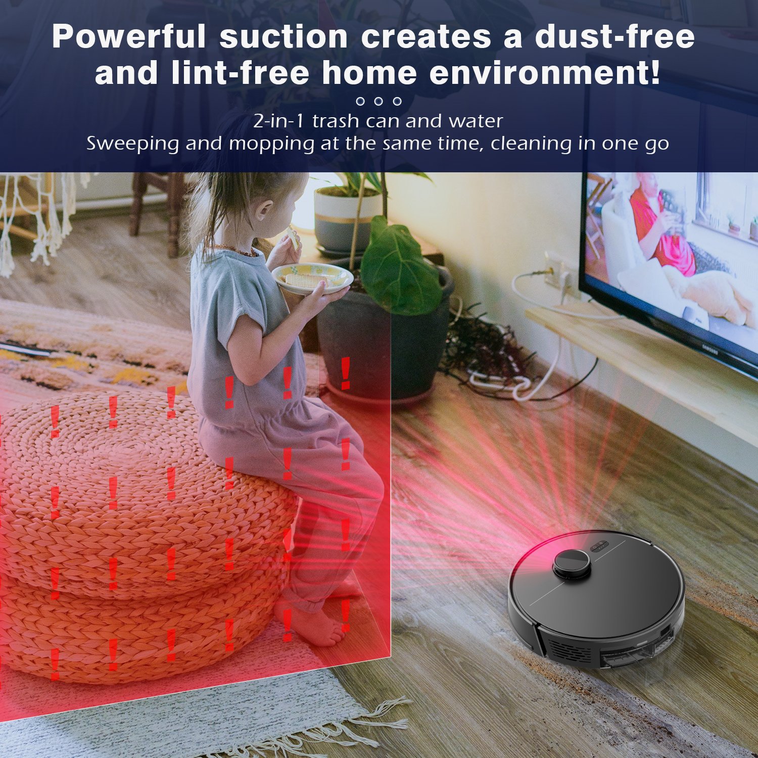 Onson High-Capacity Battery Robot Sweeping Mopping Robot Vacuum Cleaner Wet Dry Function with Brushless Motor for Household Use