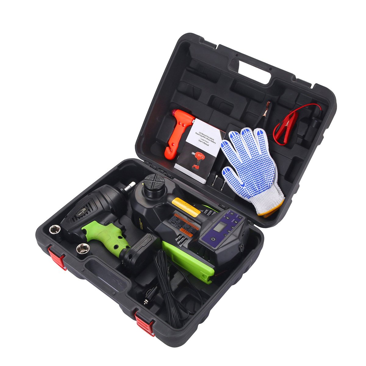 5 In1 DC12V LED Light 5Ton Portable Durable Electric Car Hydraulic Jack and Battery Impact Wrench