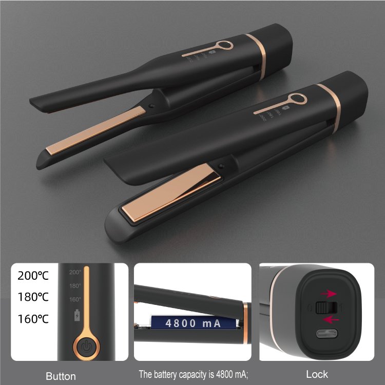 Rechargeable USB Small MINI Ceramic 4800mA Battery 40 Mins Cordless Flat Iron Wireless Portable Hair Straightener 3 Gear Control