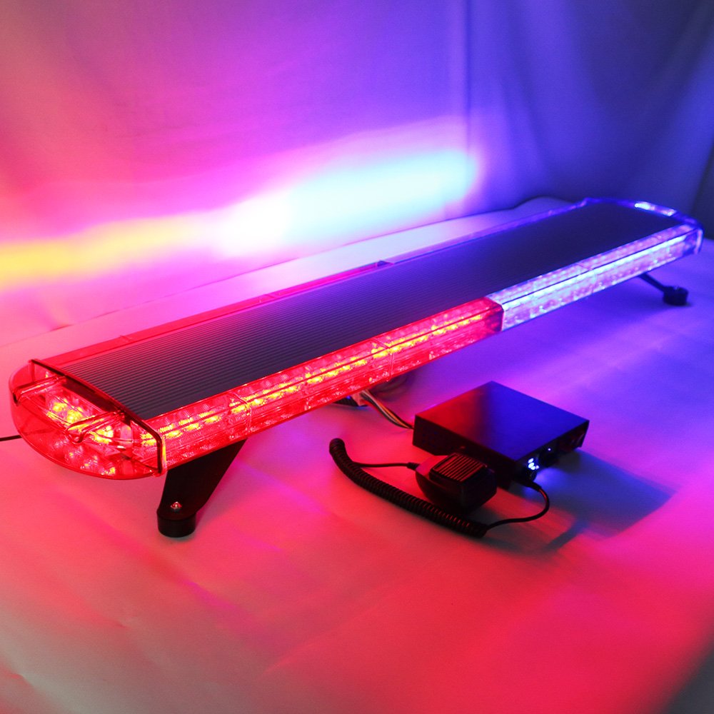 Full Size Red Blue Federal Car Truck Flashing Lightbar Low Profile Slim Emergency Waring Strobe Light Bar with Speaker Siren