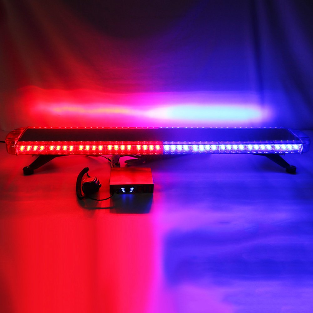 Full Size Red Blue Federal Car Truck Flashing Lightbar Low Profile Slim Emergency Waring Strobe Light Bar with Speaker Siren